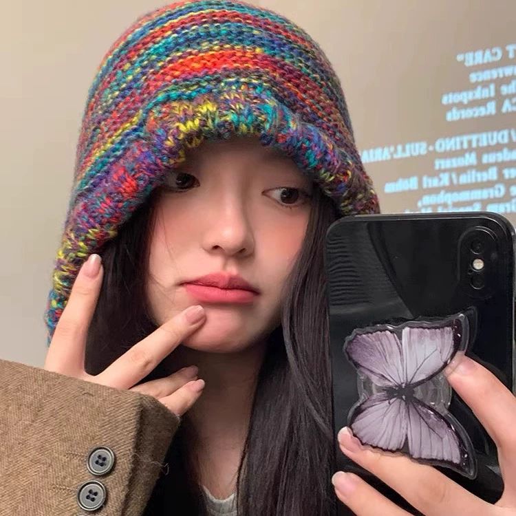 크로셰모자 코바늘 여름 뜨기 버킷햇 뜨개질 땋은 벙거지모자 여성모자 니트모자 베이지+냉갈색 긴 웨이브머리 - 상세 이미지 2