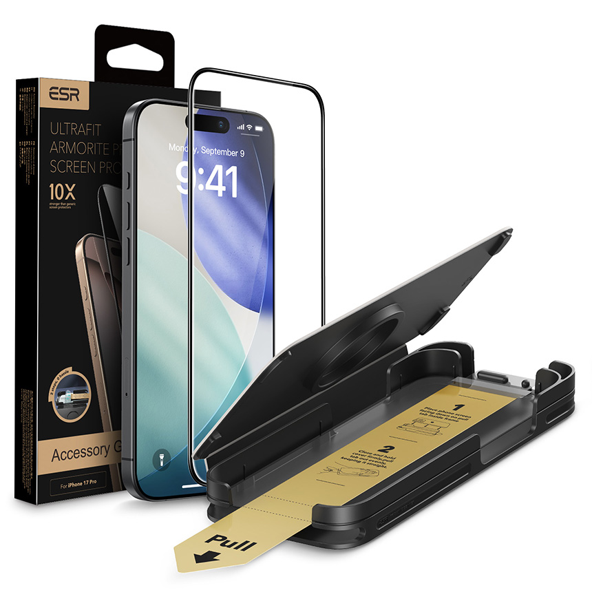 ESR 가이드 아머라이트 프로 강화유리 액정보호필름 아이폰 17 프로, 1매입