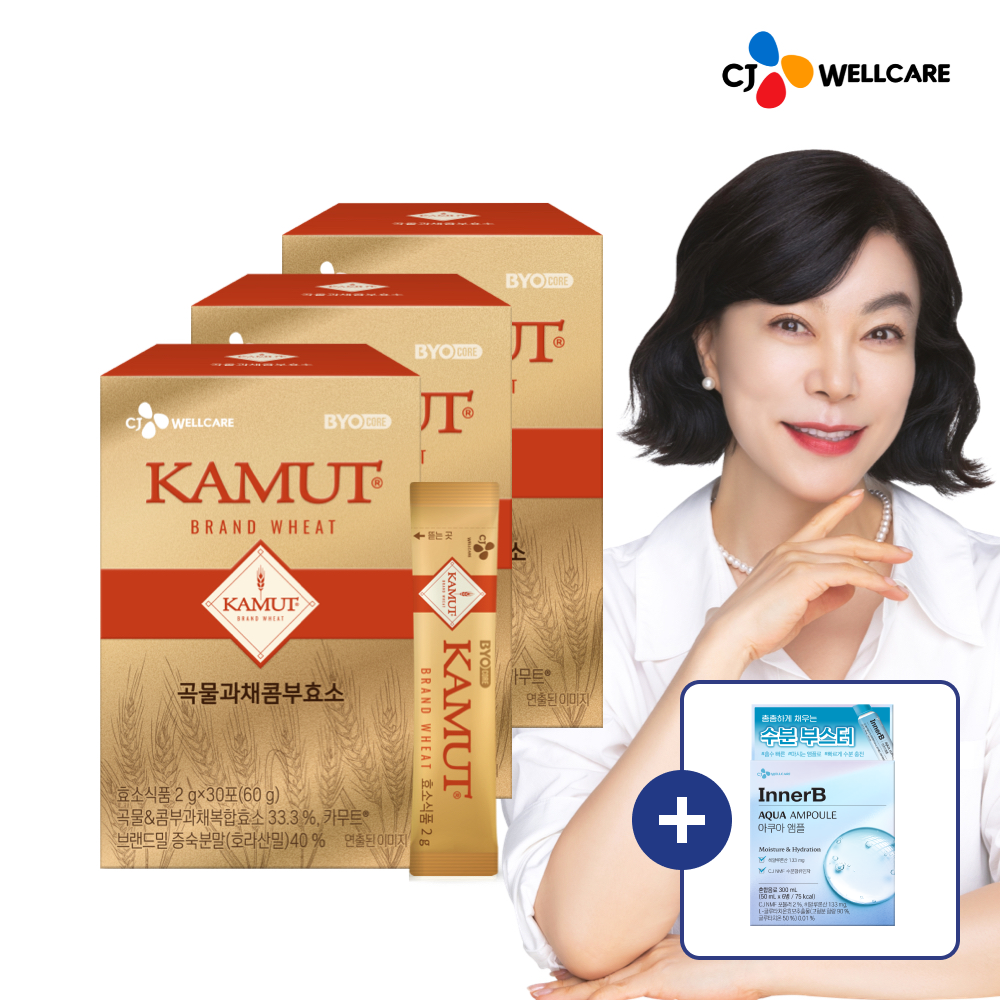 [슈퍼적립] CJ 바이오코어 최화정 효소 카무트 곡물콤부 저분자 효소 (한포당 2g) 30포, 3개