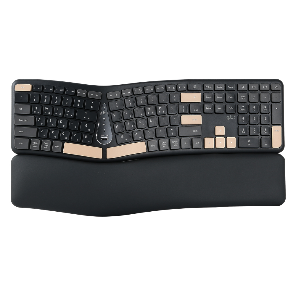 지클릭커 오피스프로 에르고M 무선 인체공학 키보드 EK300 베이지블랙