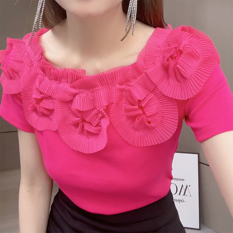 라인댄스복 라틴 댄스상의 스포츠 여성 밸리 사교 에어로빅 로즈레드 M (80-100kg) - 상세 이미지 3