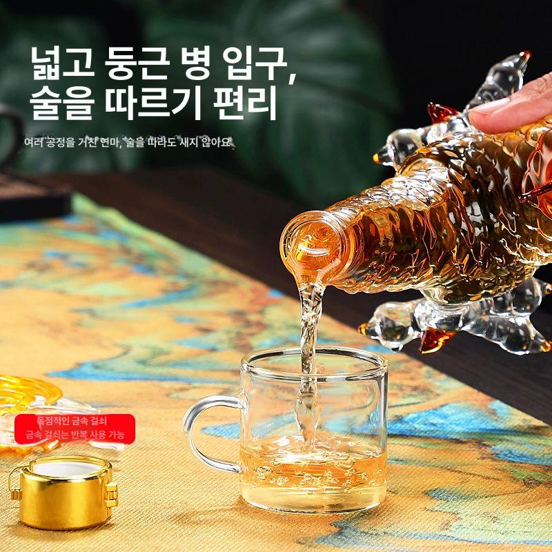 담금주병 용모양 드래곤 선물용 유리병 담금주 가정용 인삼주 양주 술병 인삼 1.0kg A - 상세 이미지 5
