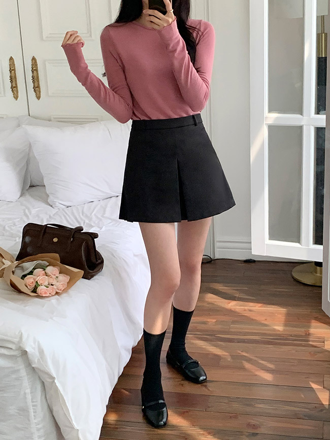 A라인 플리츠 절개 하이웨스트 미니스커트 데일리 하객룩 sk7444 - 상세 이미지 2