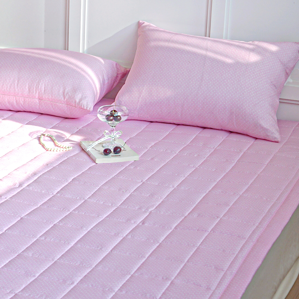 듀드랍 도트 사계절 먼지없는 고정밴딩 침대패드 핑크, DK(더블킹)