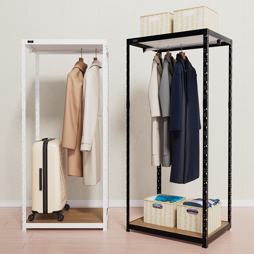 랙셈블 시스템행거 옷걸이 조립식 드레스룸 철제 옷장 스탠드 선반 800400900 2단 1행거봉