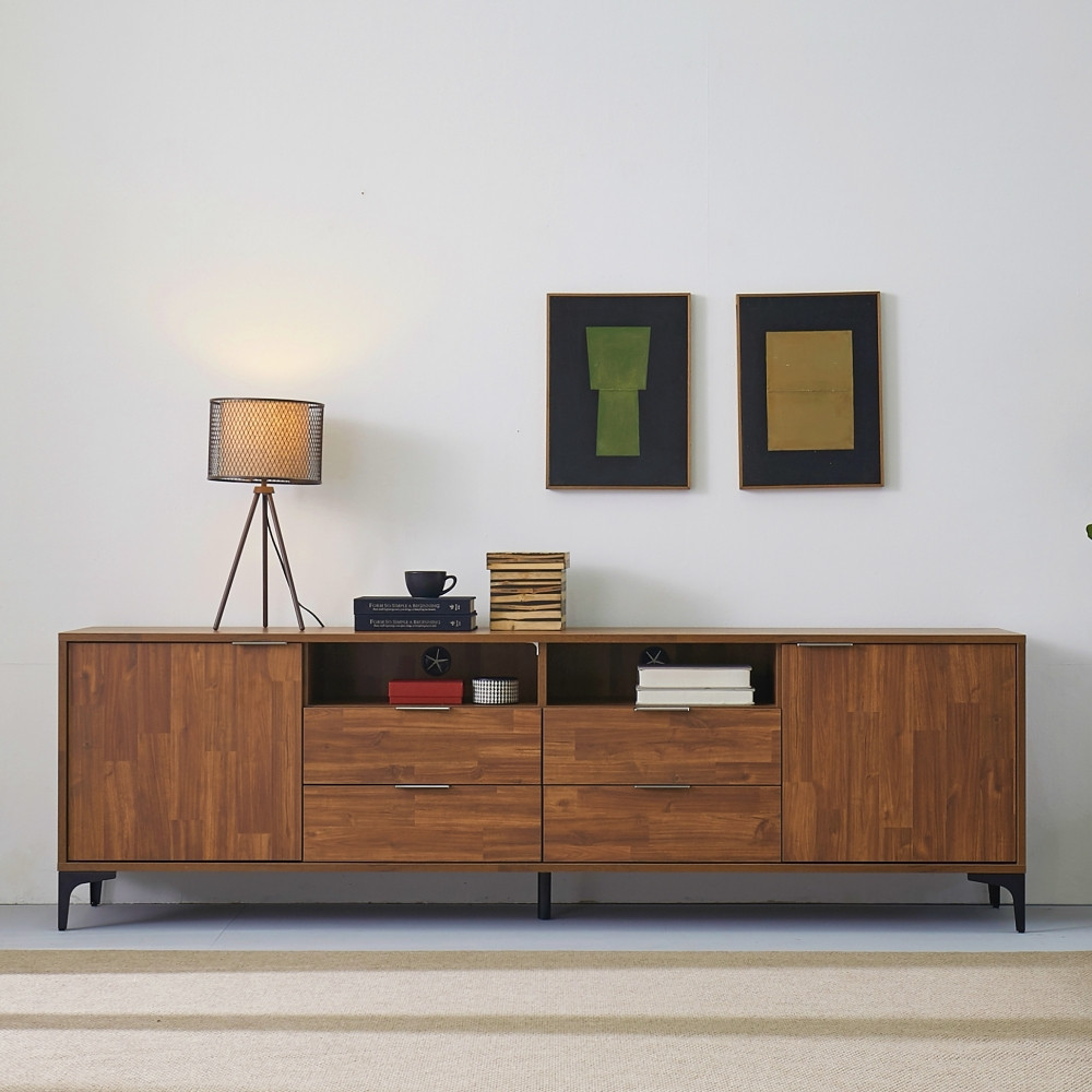 포니 85인치 75인치 높은거실장 티비다이서랍장 av장 2100x400x646, 멀바우