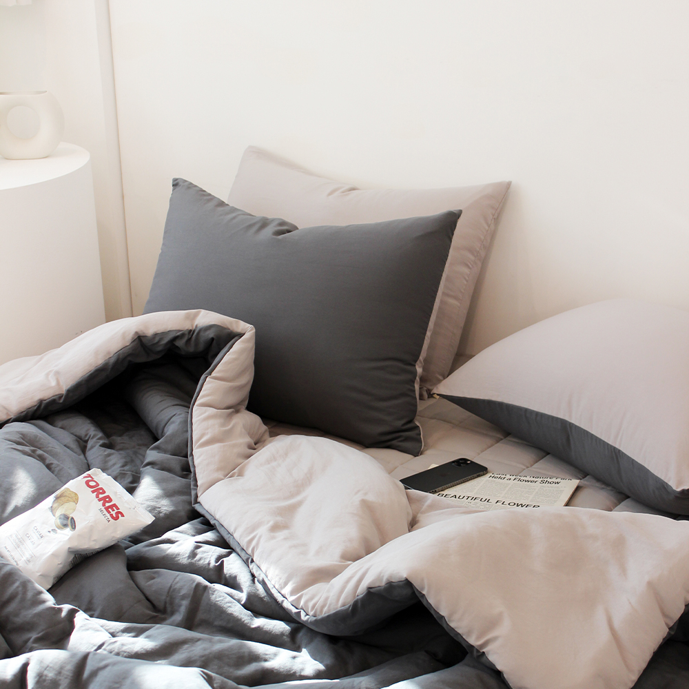 부드러운 디어마이 리버서블 워싱 베개커버 펭귄 블랙, 50x70cm