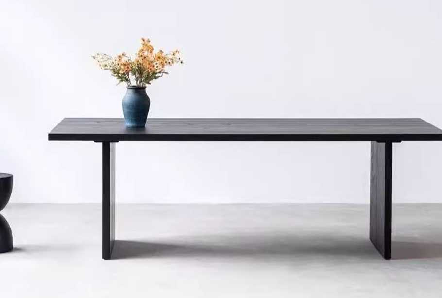 모던 블랙 원목 식탁 테이블 다이닝 노르딕 작업대 A 140x70x75cm - 상세 이미지 4