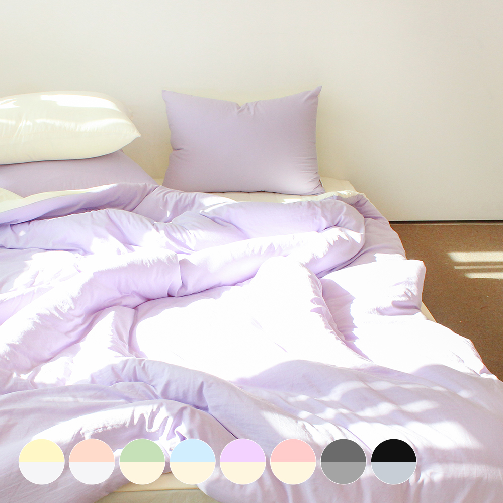 부드러운 디어마이 리버서블 워싱 옥수수솜 무봉제 차렵이불 라벤더 가든, Q(퀸)