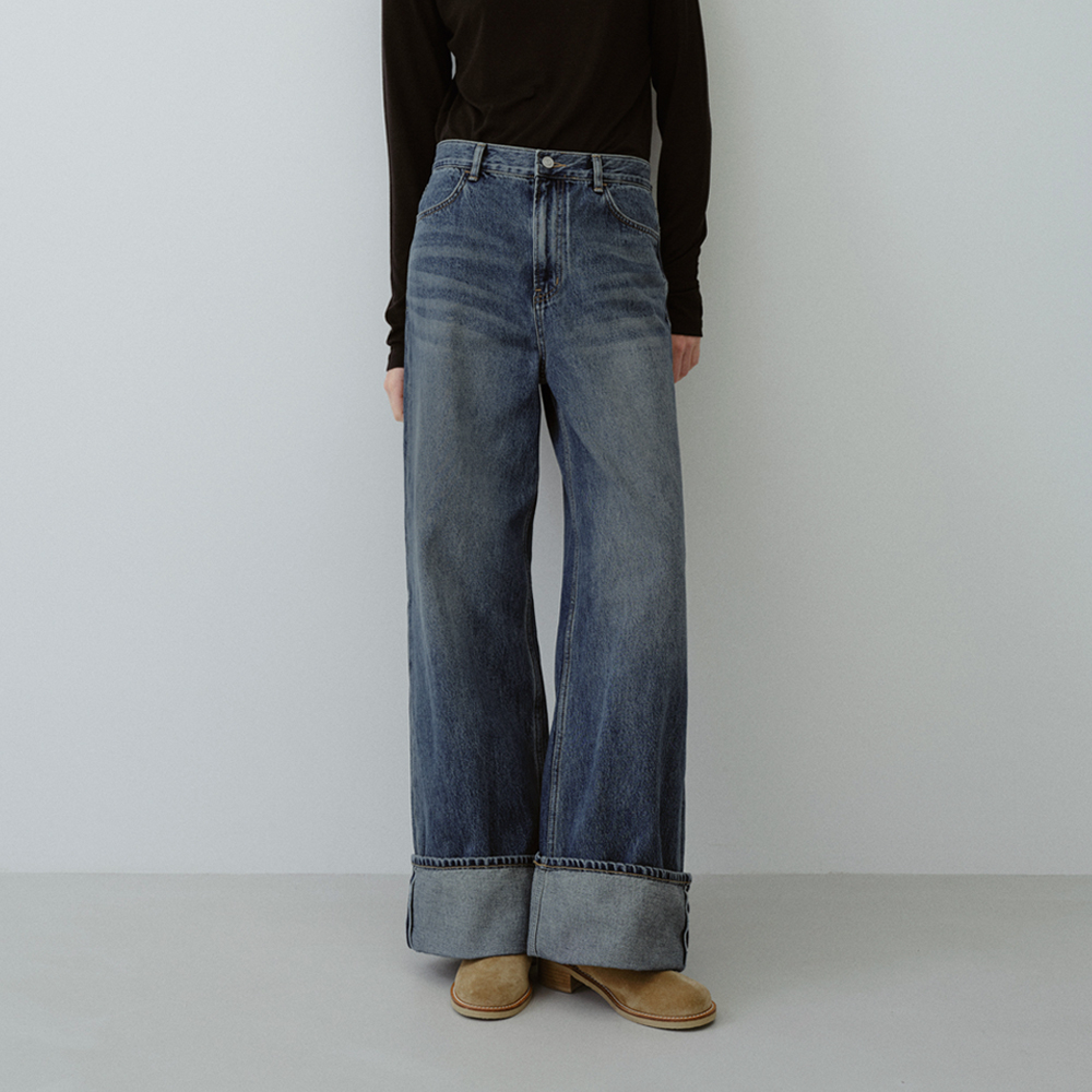 [블루브릭] Turn-up denim (middle blue) - 상품 이미지