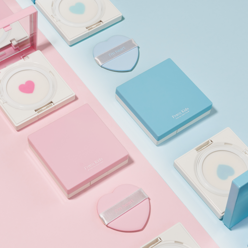 [1+1]프롬키즈 하트 보습 크림밤 팩트 2종 유아 어린이 초등 판테놀 마데카 수딩 로션