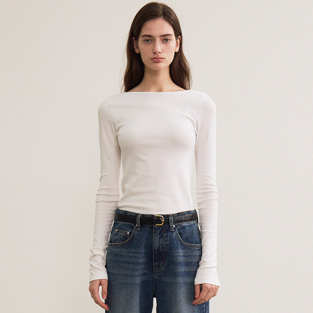 essential boat neck top (ivory) - 상품 이미지