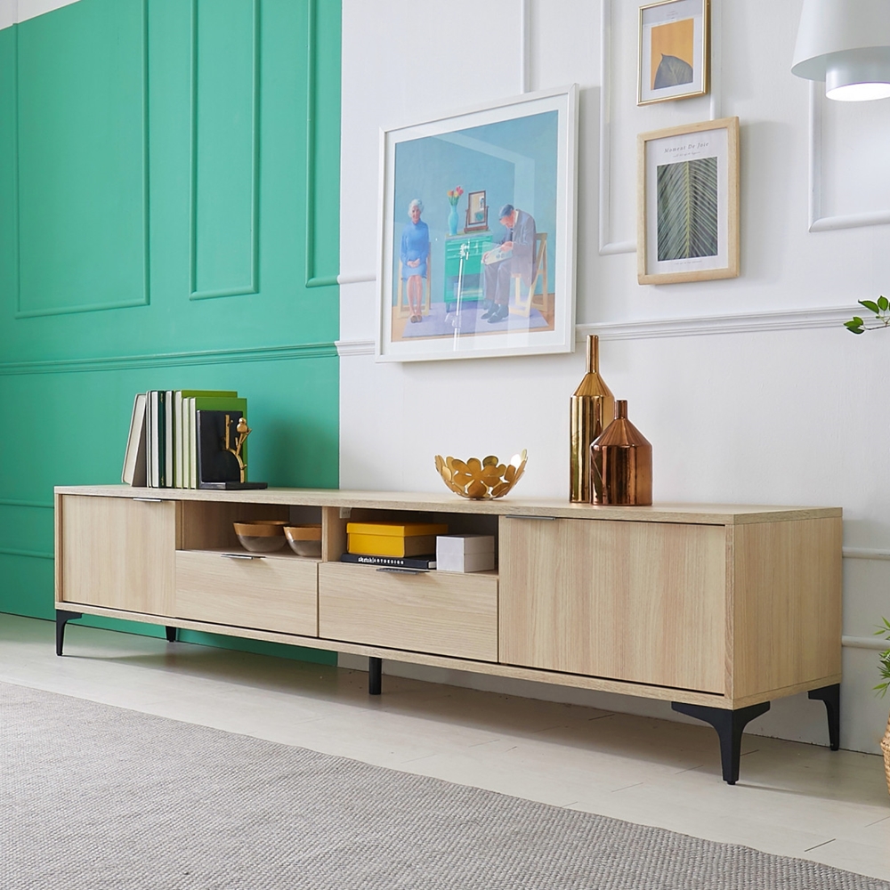 포니 tv다이서랍장 안방 낮은 거실장 tv장 2100x400x466, 애쉬