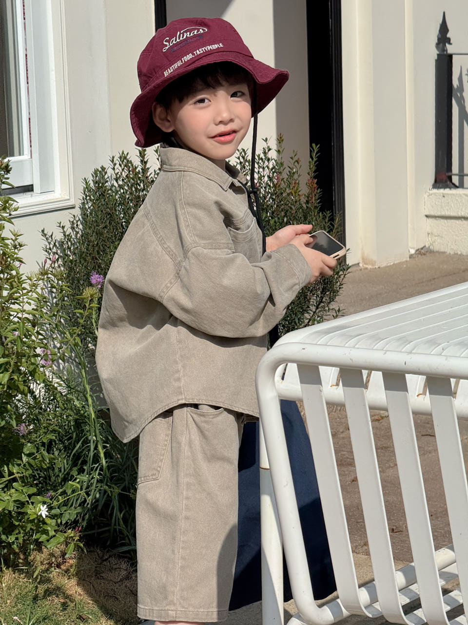 Irene's Closet 컬러 데님 긴팔셔츠 반바지 상하세트 유아 주니어 봄 여름