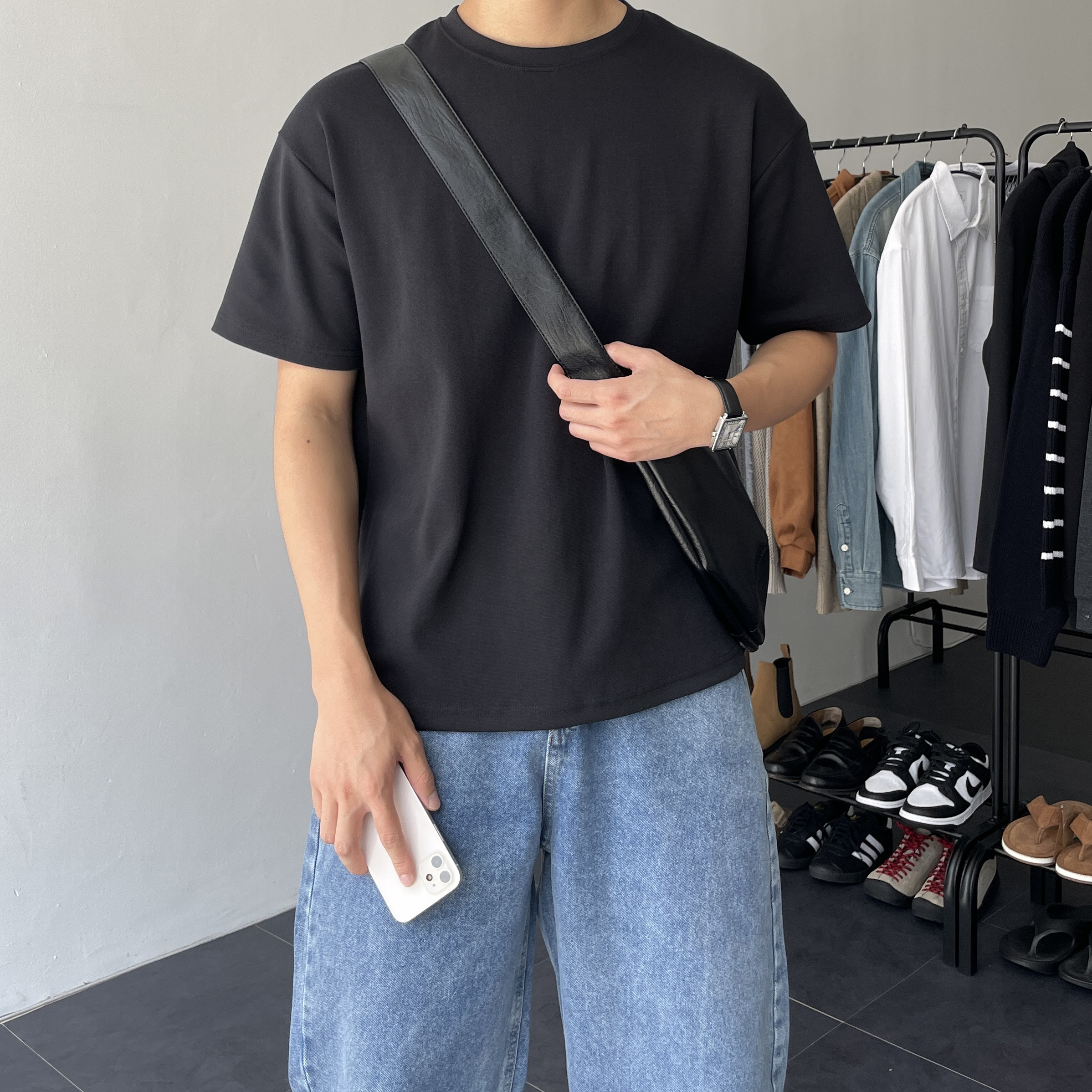 1+1 흰색반팔티 남자레이어드티 두꺼운반팔 이미지 6