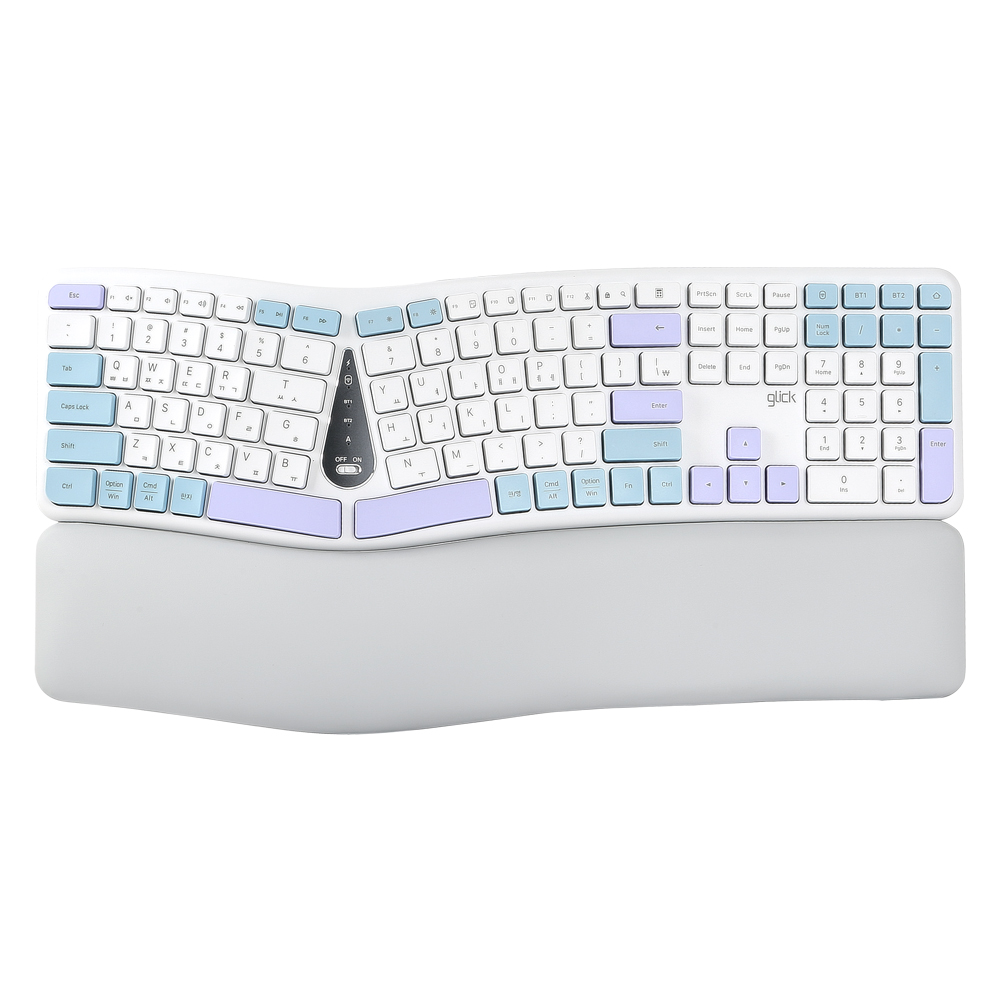 지클릭커 오피스프로 에르고M 무선 인체공학 키보드 EK300 스카이블루