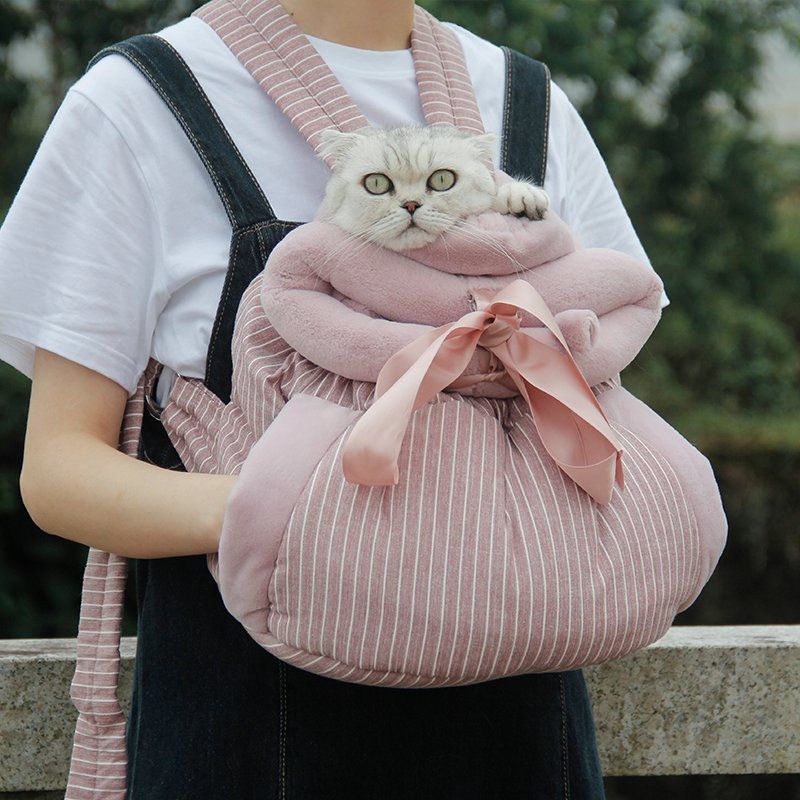 고양이 앞가방 강아지 백팩 이동장 소형 외출 산책가방 라이트핑크 S - 상세 이미지 5