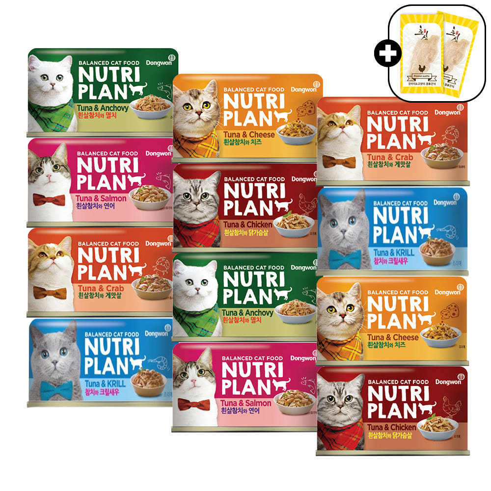 동원 뉴트리플랜 고양이캔 고양이 통조림 길냥이 길고양이 간식 콤보6종 160g 12캔