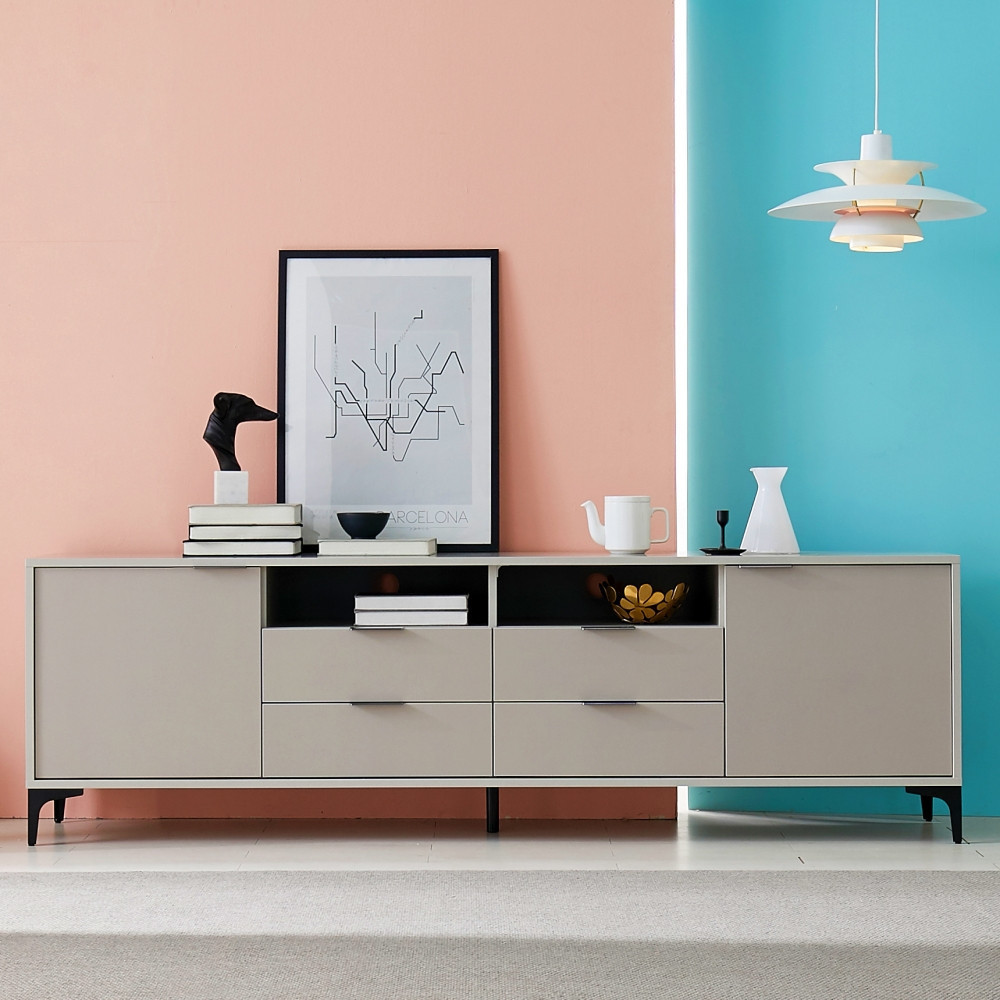 포니 85인치 75인치 높은거실장 티비다이서랍장 av장 2100x400x646, 그레이