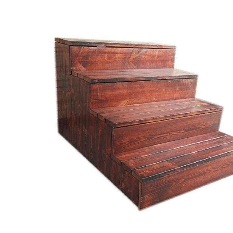 야외 나무 계단 실외 공원 원목 야장 평상 카페 벤치 2층 80x60x40cm - 상세 이미지 4
