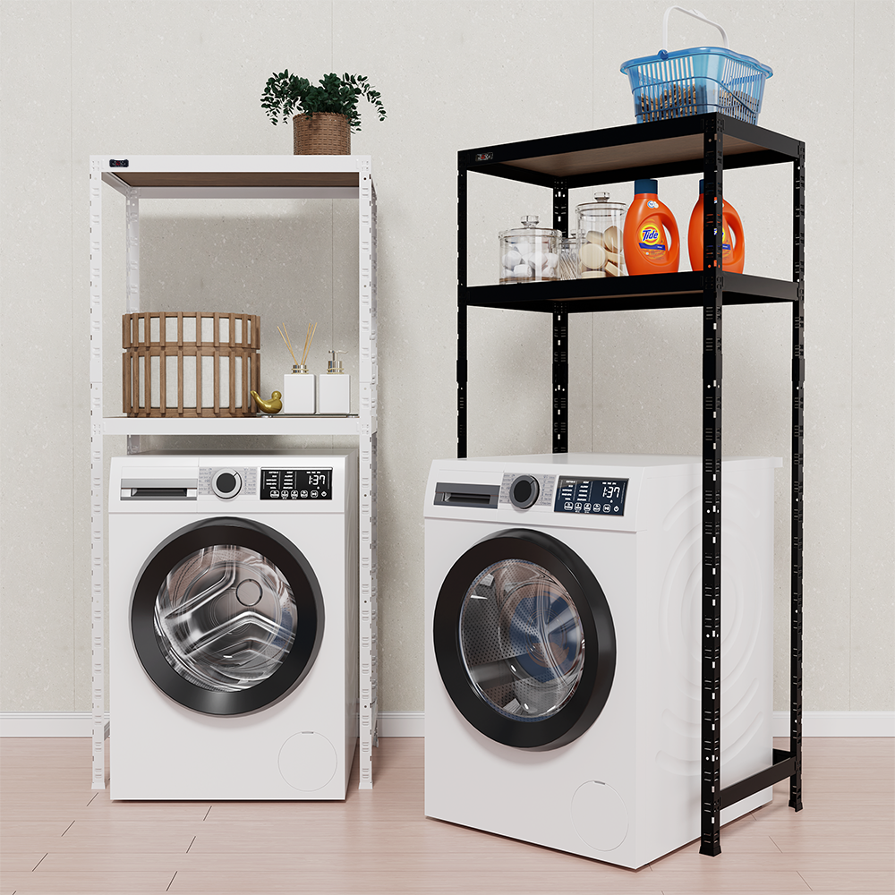 랙셈블 철제선반 조립식앵글 경량랙 세탁기 베란다 창고 하부 오픈형 선반 8004001800 2단