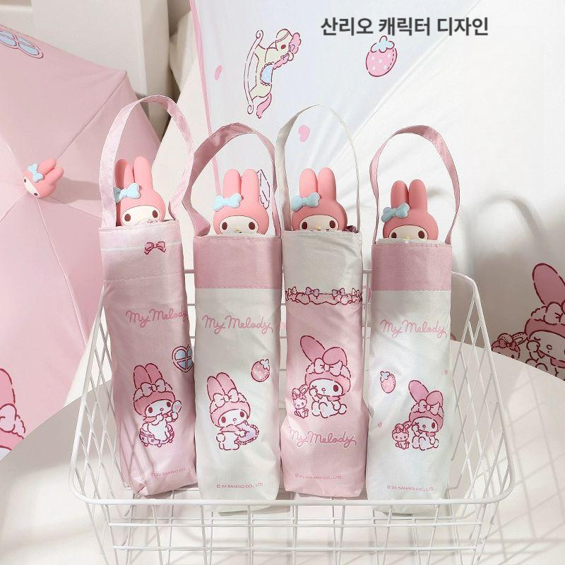 산리오 우산 양산 소형 5단 수동 여름용 자외선 차단 귀여움 마이멜로디 쿠로미 - 상세 이미지 2