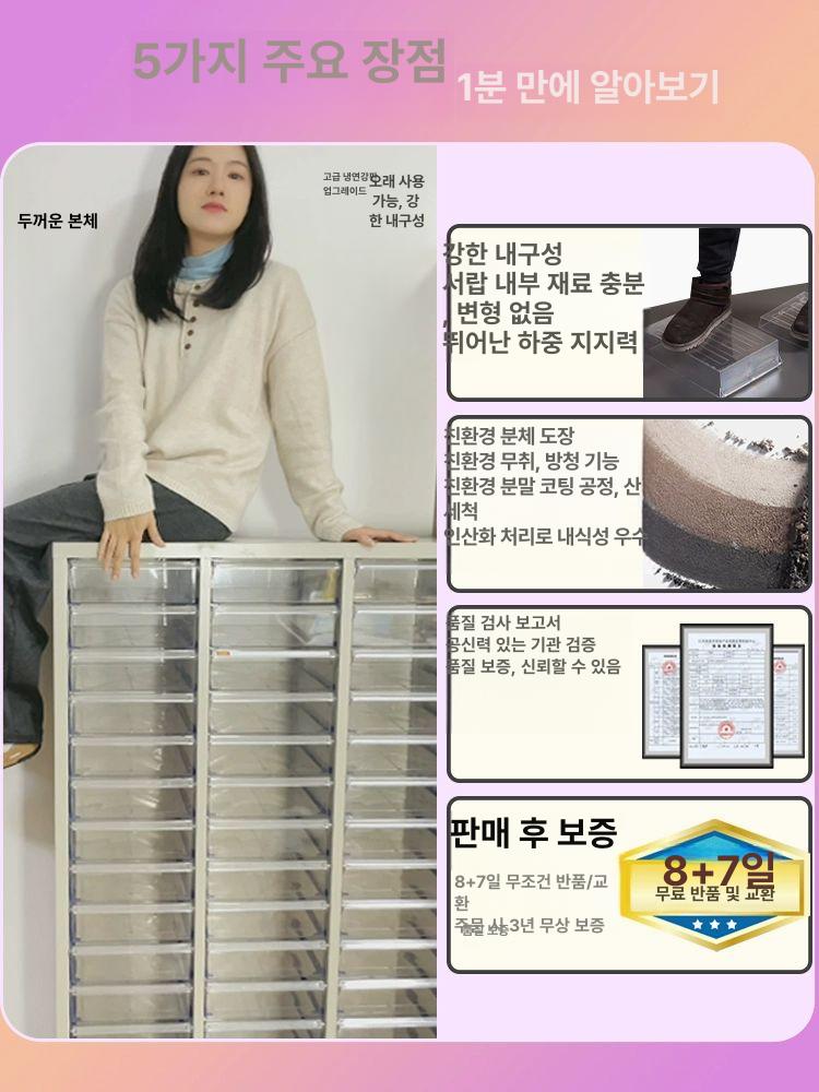 서류 진열장 서랍장 정리함 대형 보관 선반 파일정리 문서보관함 36추 캐비닛 문없음 S추 두꺼운 버전 1.2mm - 상세 이미지 3