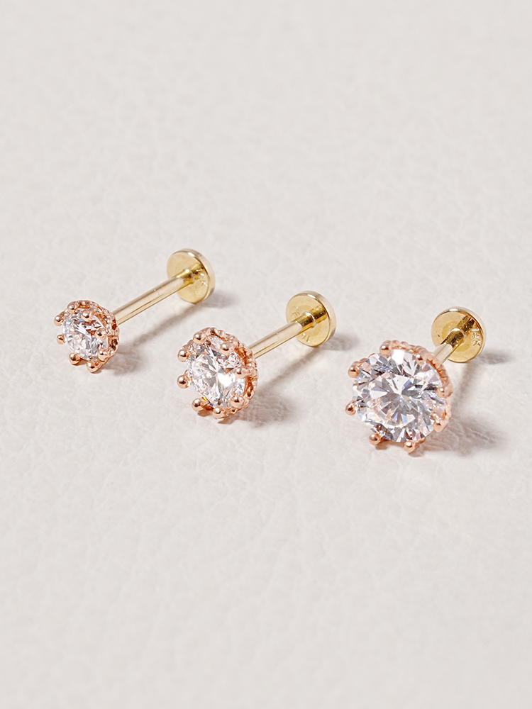[0.8mm]14K 인터널 랩 다이아몬드 퀸즈 블룸 라블렛 피어싱 귀걸이 - 상세 이미지 3