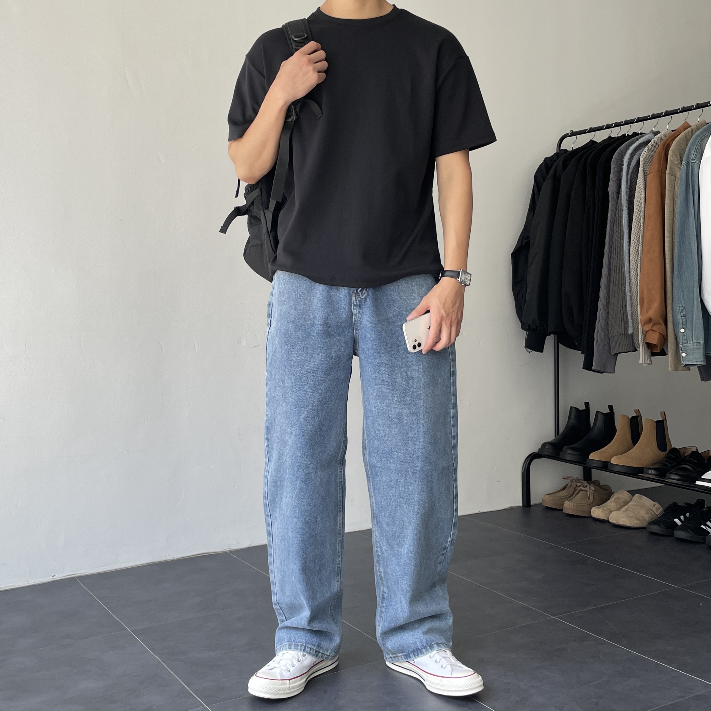 1+1 흰색반팔티 남자레이어드티 두꺼운반팔 이미지 8