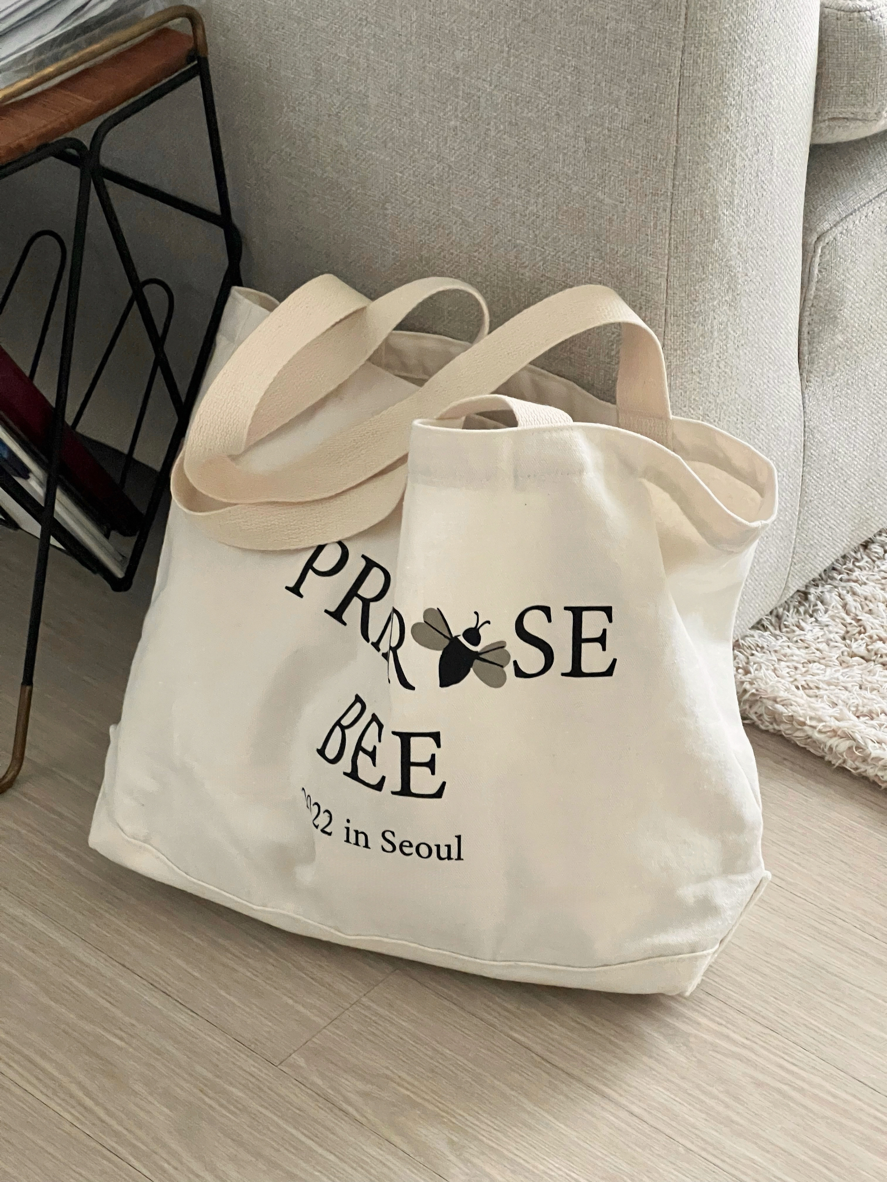 primrosebee 프림로즈비 로고 보부상 빅 캔버스 에코백 숄더 이미지 8