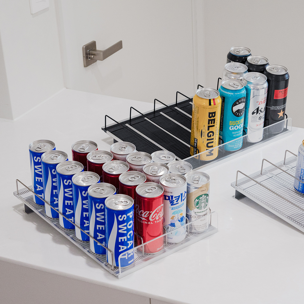 자동 캔 음료수 디스펜서 오토 슬라이드 스르륵 선반 키친핏 미니핏 롤링 편의점 냉장고 트레이