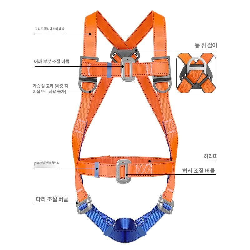 고소 작업 안전 산업용 상체식 고리 건설현장 그네식 생명줄 대구경 추락방지용 현장 반신 단줄 소 후크 2m - 상세 이미지 2