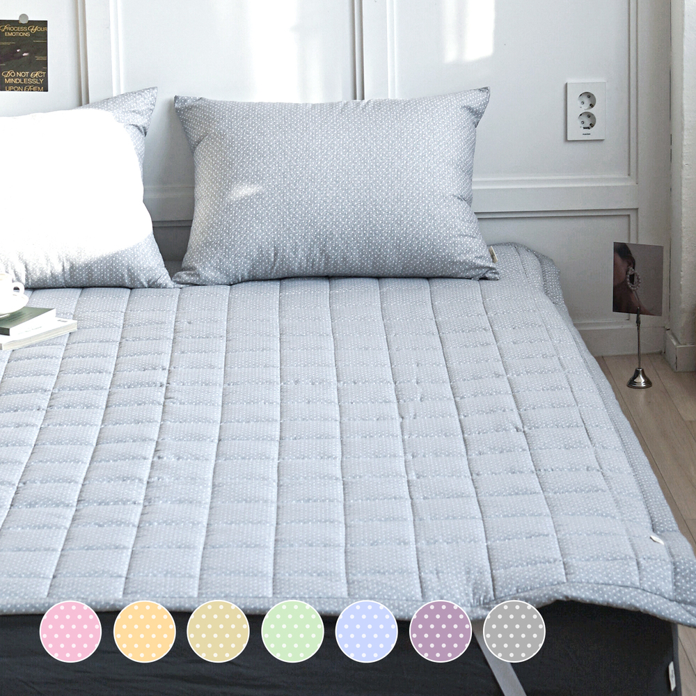 듀드랍 도트 사계절 먼지없는 고정밴딩 침대패드 그레이, DK(더블킹)