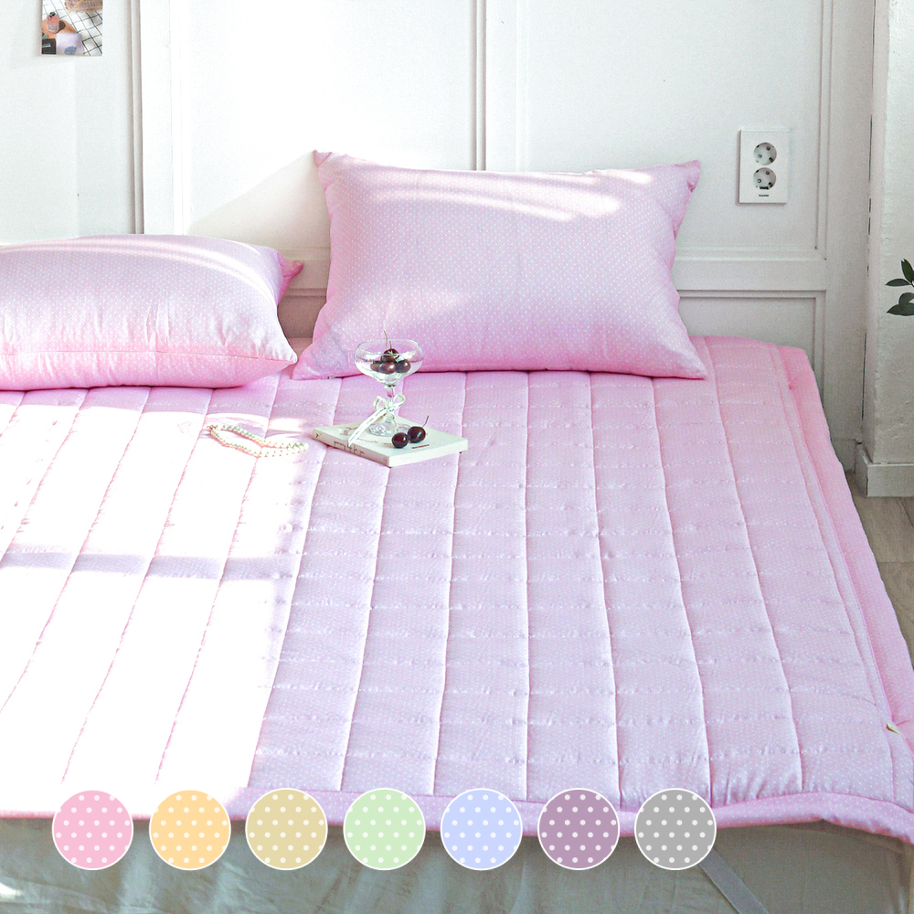 듀드랍 도트 사계절 먼지없는 고정밴딩 침대패드 핑크, DK(더블킹)