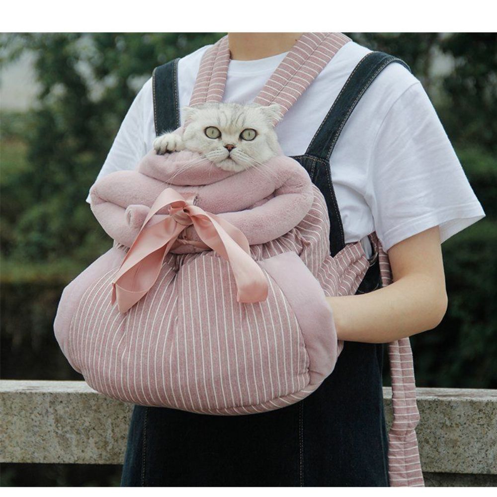 고양이 앞가방 강아지 백팩 이동장 소형 외출 산책가방 라이트핑크 S - 상품 이미지