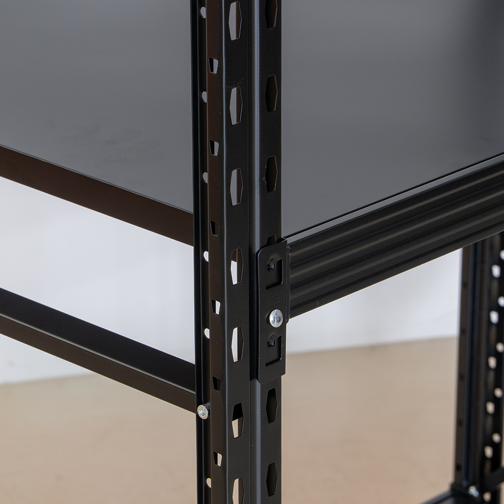 코어 중량랙 산업용 철제선반 무볼트 조립식 앵글 창고 15006001500 4단 블랙