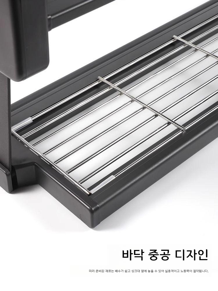 상부장 수납 하강형 선반 접이식 주방 선반장 전용 알루미늄 주방 정리대 400 블랙 - 상세 이미지 2