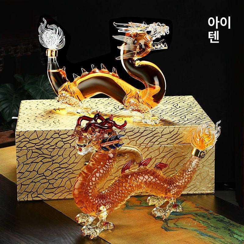 담금주병 용모양 드래곤 선물용 유리병 담금주 가정용 인삼주 양주 술병 인삼 1.0kg A - 상세 이미지 3