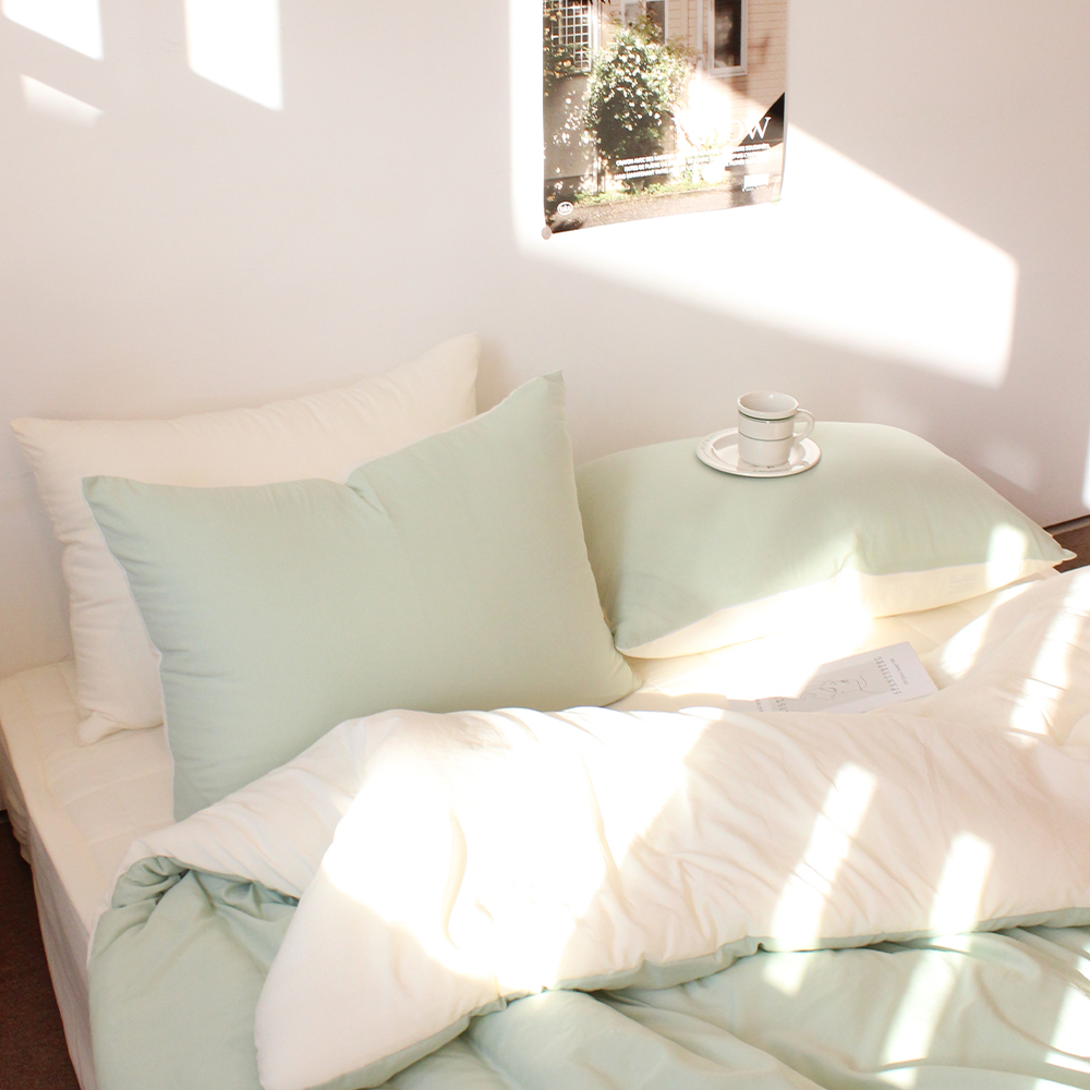 부드러운 디어마이 리버서블 워싱 베개커버 펭귄 블랙, 50x70cm