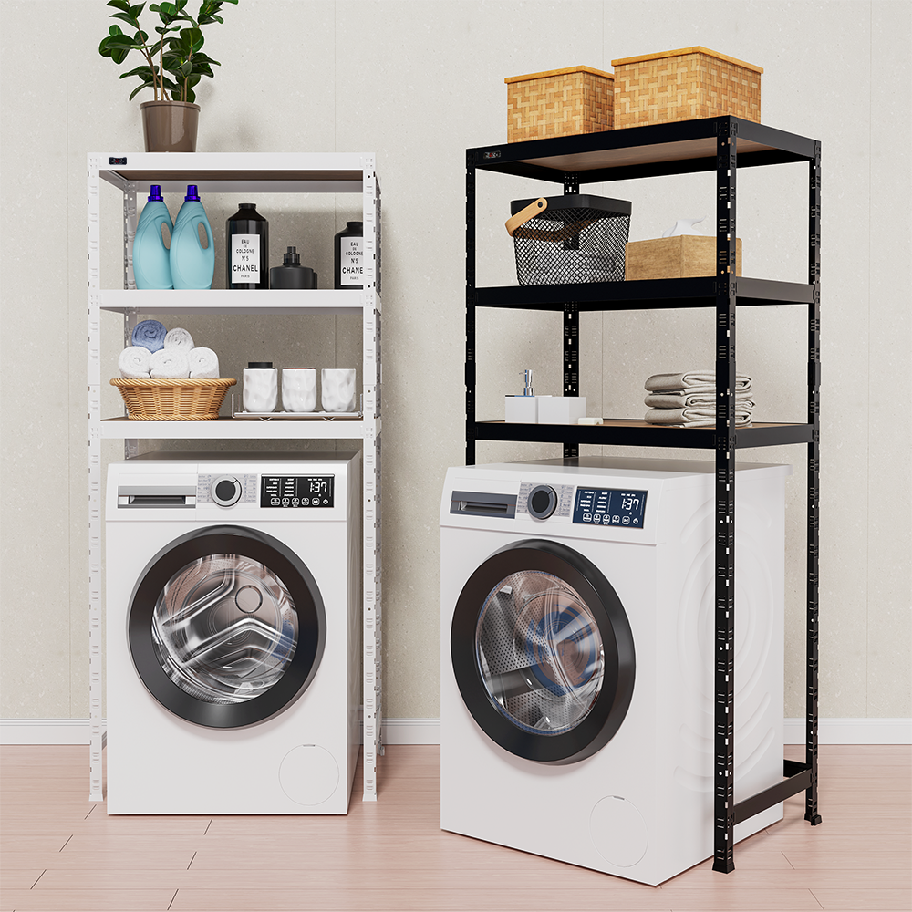 랙셈블 철제선반 조립식앵글 경량랙 세탁기 베란다 창고 하부 오픈형 선반 8004001800 3단