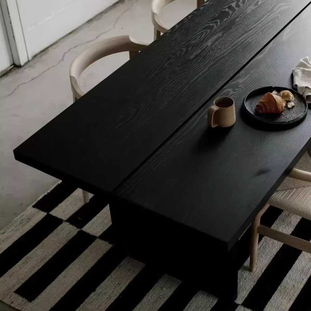 모던 블랙 원목 식탁 테이블 다이닝 노르딕 작업대 A 140x70x75cm - 상세 이미지 3