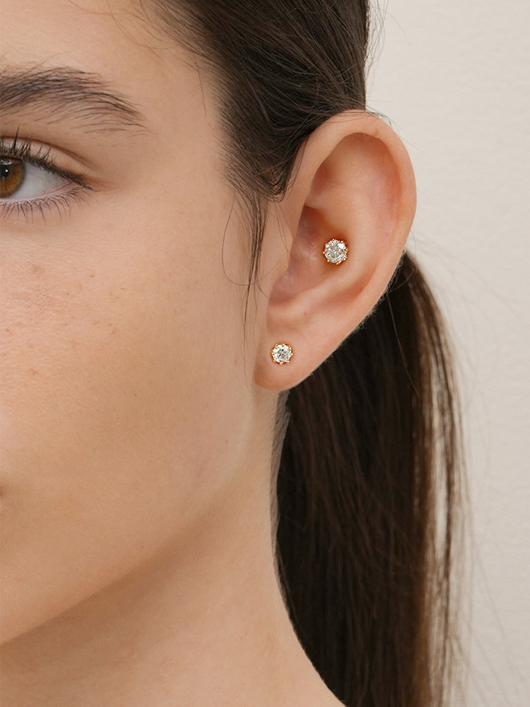 [0.8mm]14K 인터널 랩 다이아몬드 퀸즈 블룸 라블렛 피어싱 귀걸이 이미지 8