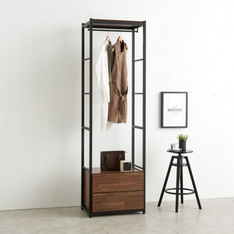 가구산책 4604 2단서랍 수납 철제선반 행거시스템장 RV923