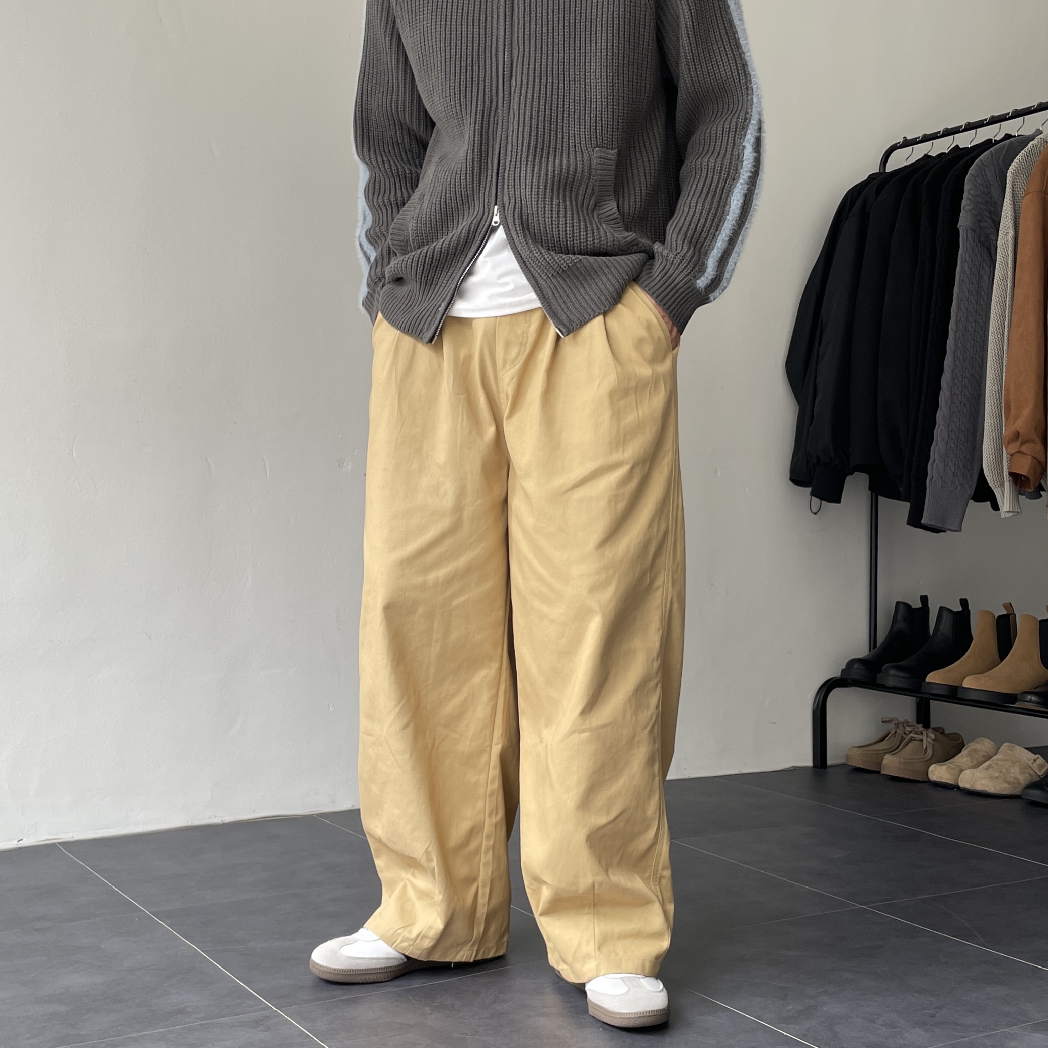 남자와이드면바지 남자편한바지 치노팬츠 벌룬팬츠 - 상세 이미지 2