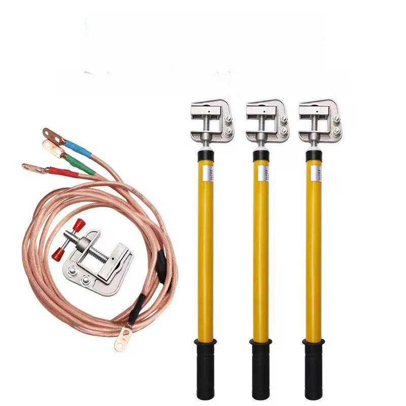 고전압 절연 방전봉 접지선 전봇대 전기작업 접지봉 안전바 접지 피뢰침 차단봉 막대 10KV 0.5m 3개 3x1+1m - 상품 이미지