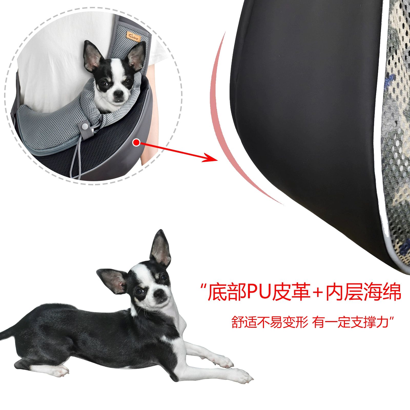 강아지 메쉬 강아지앞가방 포대기 애견이동가방 블랙 S-소형 - 상세 이미지 2