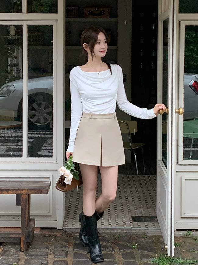A라인 플리츠 절개 하이웨스트 미니스커트 데일리 하객룩 sk7444 - 상세 이미지 4