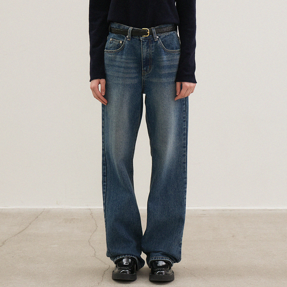 straight-fit denim pants (blue) - 메인 이미지