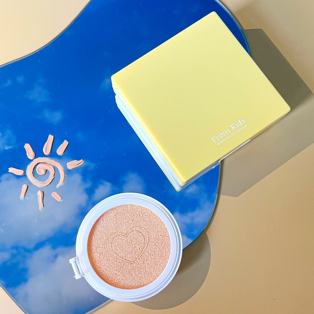 [본품+리필]프롬키즈 하트 베이지 선쿠션 유아 어린이 초등 쿨링 뽀송 에센스 선크림