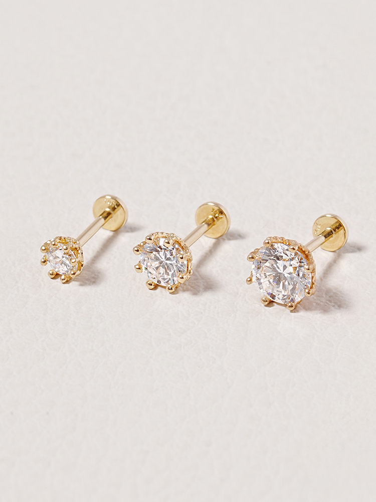 [0.8mm]14K 인터널 랩 다이아몬드 퀸즈 블룸 라블렛 피어싱 귀걸이 - 상세 이미지 2